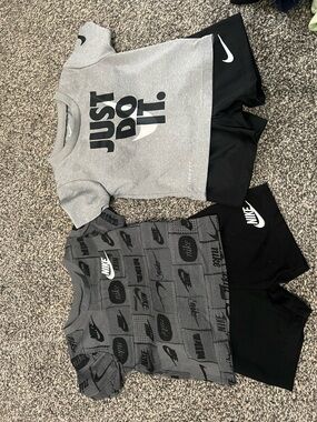 Nike Kids Gray and Black Athletic Shorts Two-Piece Sets
